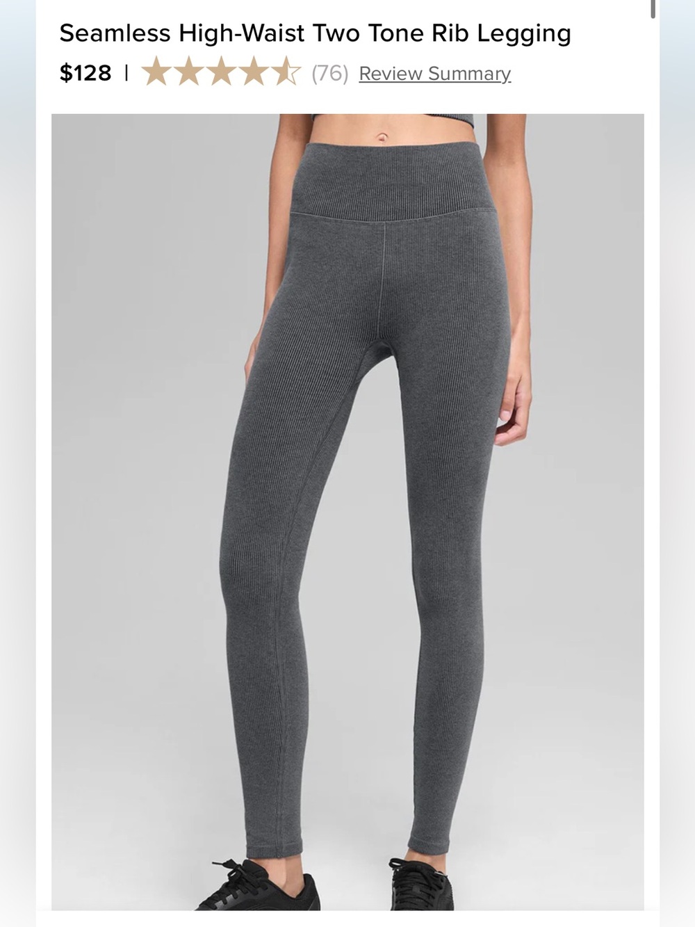 ALO Yoga Seamless High-Waist Two Tone Rib Legging - Charcoal Gray